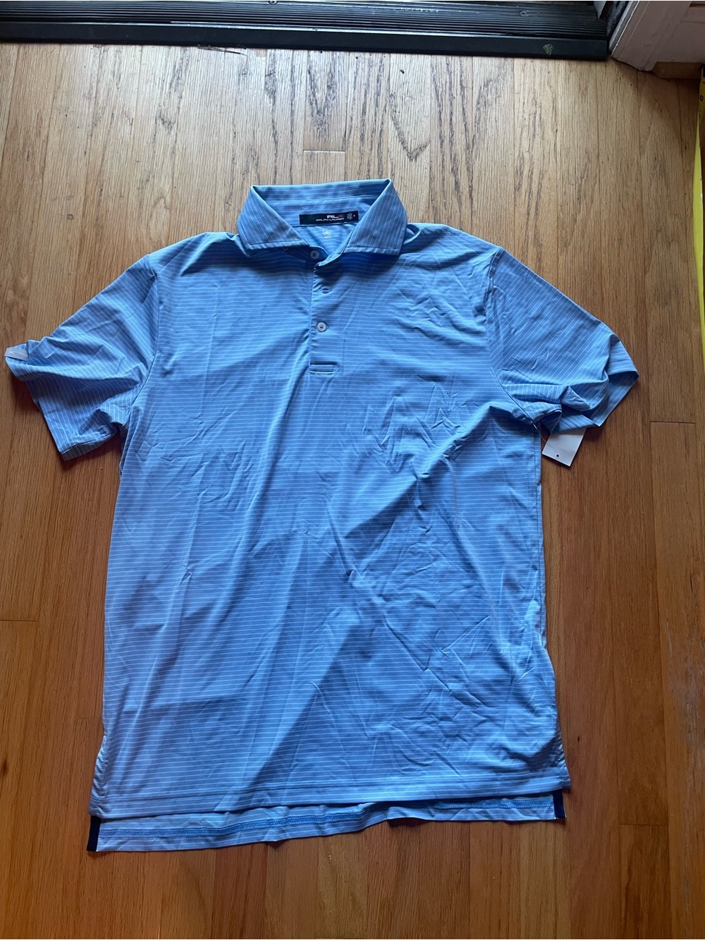 NWT RLX Ralph Lauren Blue Striped AirFlow Golf Short Sleeve Polo Shirt Medium - Picture 2 of 8